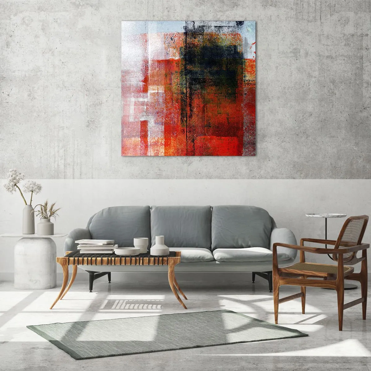 Tablou pe sticlă - Compoziție înfocată - 60x60 cm