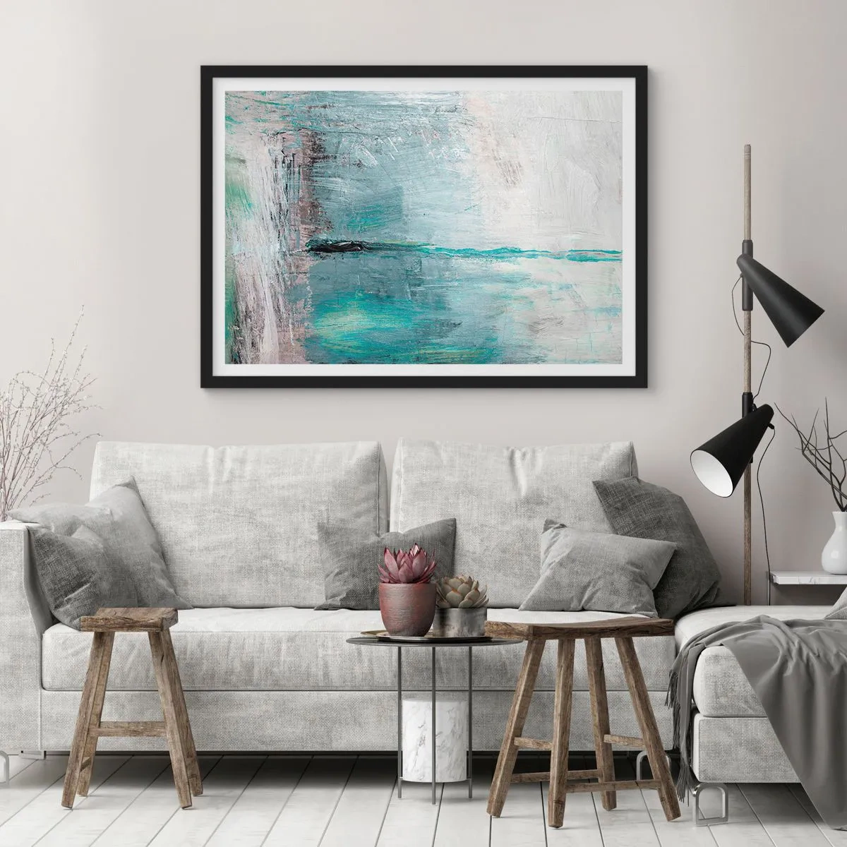 Poster în ramă neagră - Orizontal în albastru - 91x61 cm