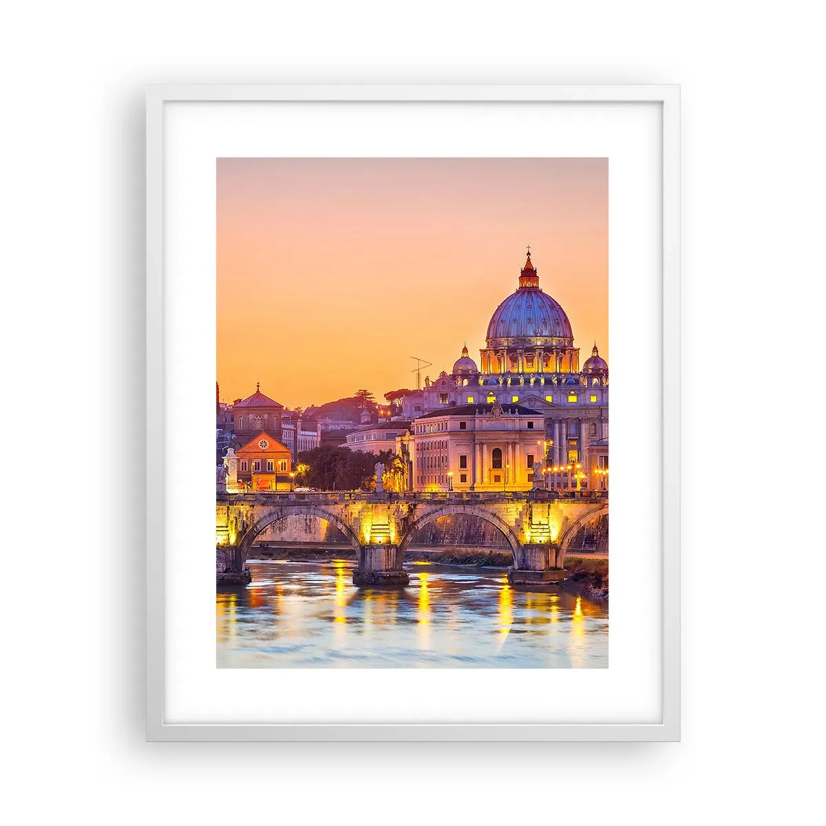 Poster în ramă albă - Amurg deasupra Orașului Etern - 40x50 cm