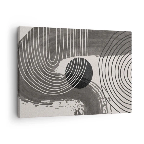 Tablou pe pânză Canvas - Linii geometrice și ovale în nuanțe monocromatice - 70x50cm - Ovalul câștigă - Decorațiune modernă pentru perete pentru living și dormitor ARTTOR