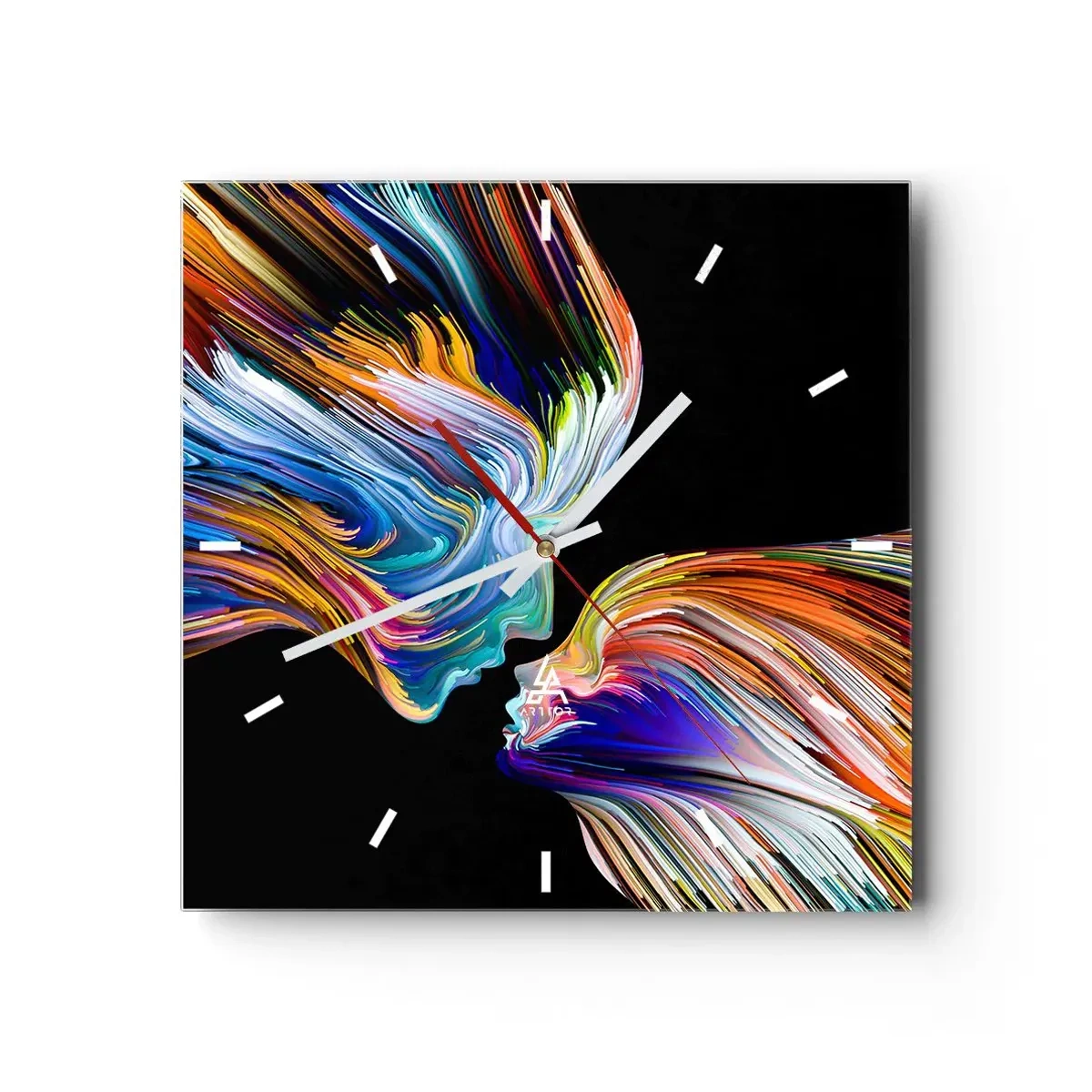 Ceas de perete - Ceas pe sticlă - Fuziune de energie și lumină - 30x30 cm