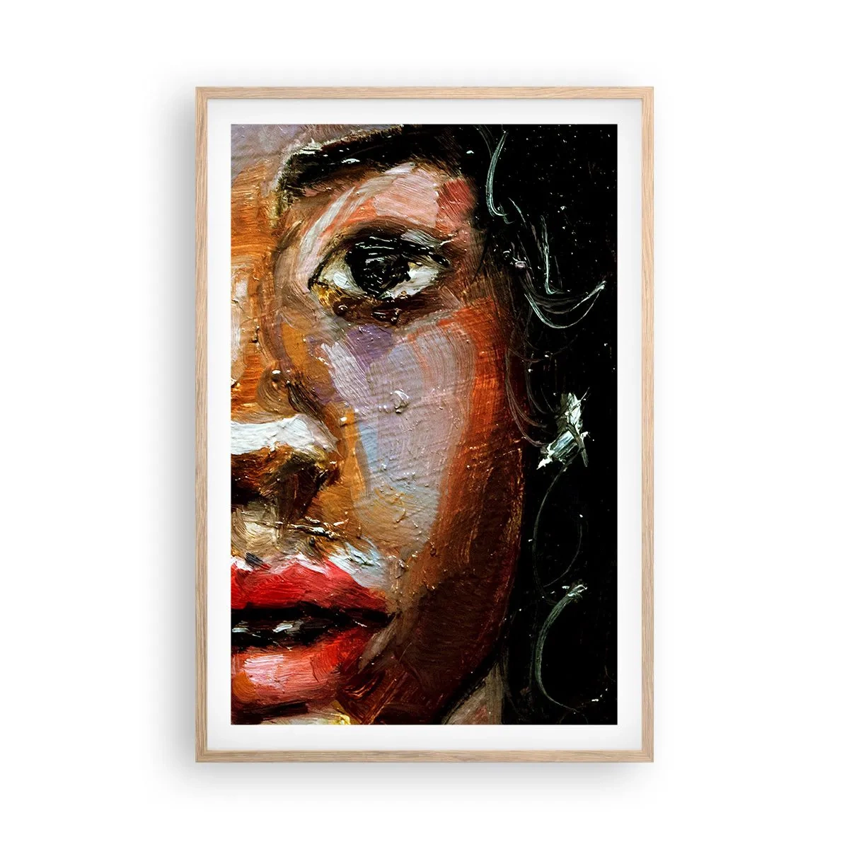 Poster în ramă de stejar deschis - Negru și strălucire - 61x91 cm