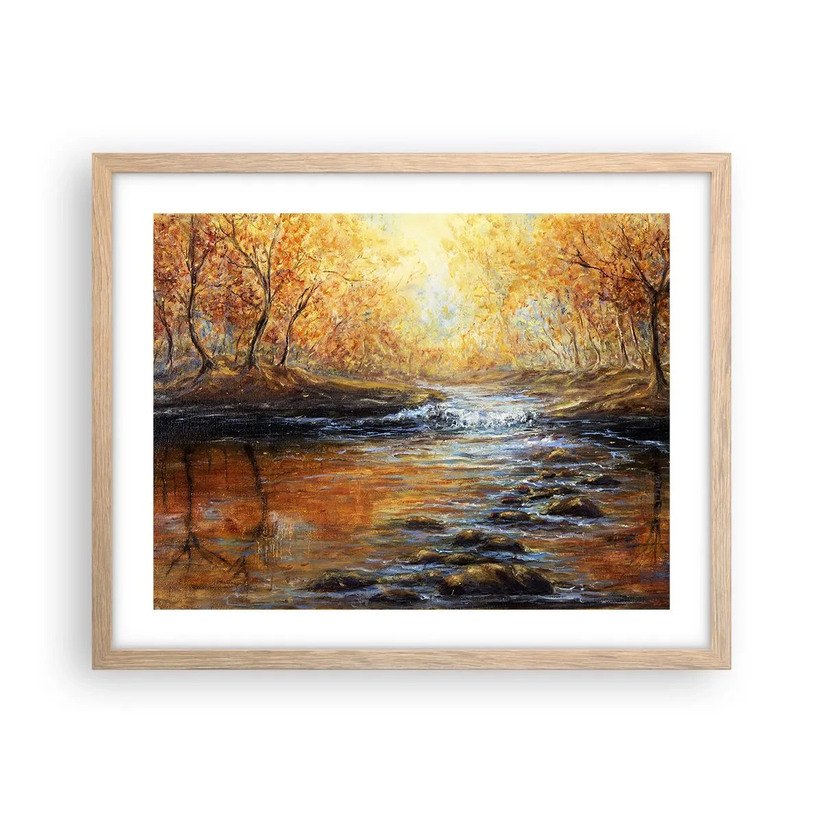 Poster în ramă de stejar deschis - Pârâul de aur - 50x40 cm