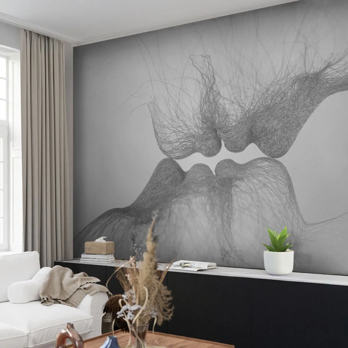 Tapet Premium Sand - Sărutul vântului - Abstracția, Grafică, Dragoste - 350x256 cm
