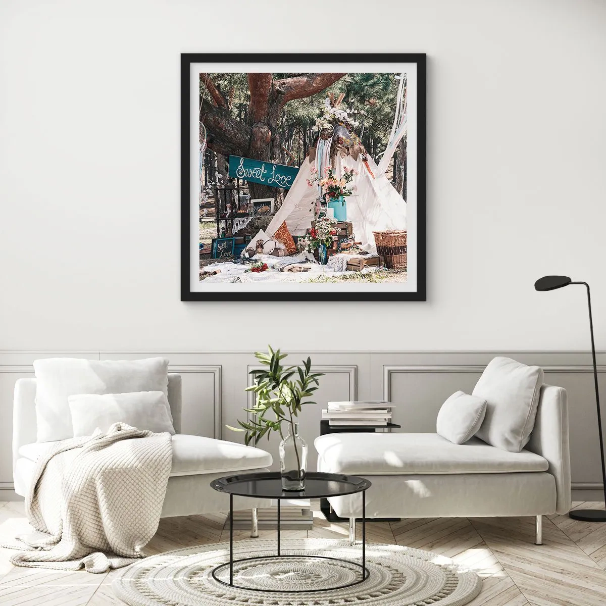 Poster în ramă neagră - Make love… - 40x40 cm