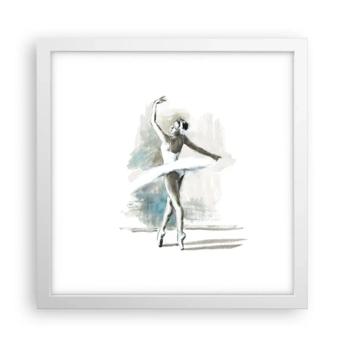 Poster în ramă albă - Fermecată într-o lebădă - 30x30 cm
