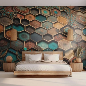 Tapet Premium Canvas - Ornamente arabe - o variație - cub, Mozaic, Model - 450x315 cm