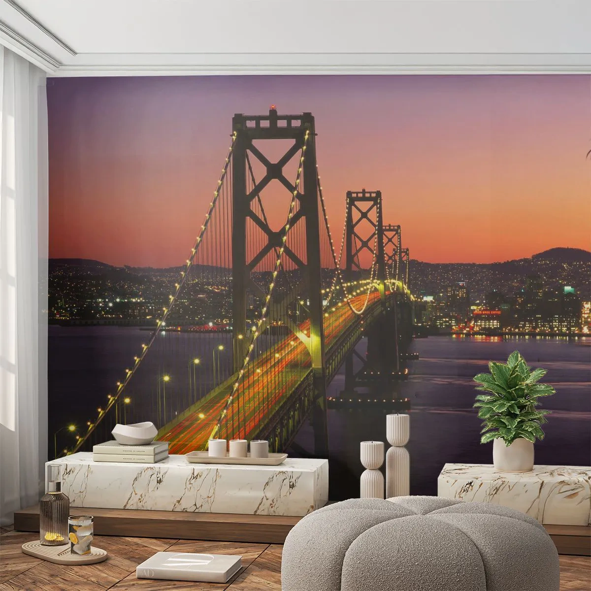 Fototapetă personalizată Premium Sand - O seară în mov - Pod, San Francisco, Oraș