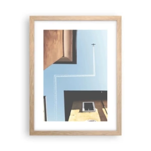 Poster în ramă de stejar deschis - Deasupra labirintului urban - 30x40 cm