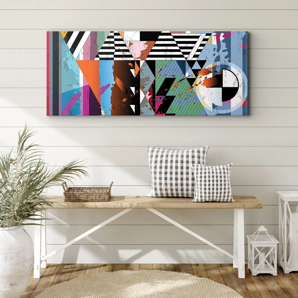 Tablou pe pânză - Geometric și organic - 100x40 cm