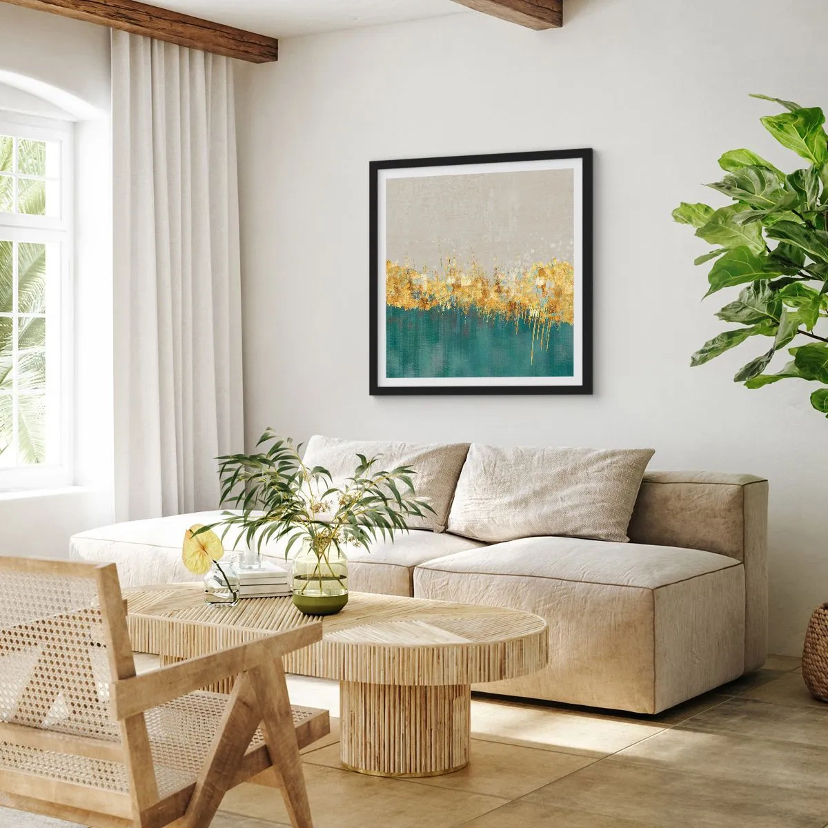 Poster în ramă neagră - Frontiera de aur - 30x30 cm