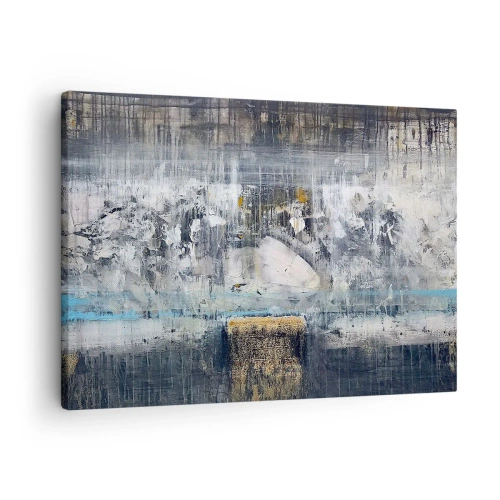 Tablou pe pânză Canvas - Compoziție abstractă în tonuri reci - 70x50cm - Ca pe gheață, ca pe asfalt - Decorațiune modernă pentru perete pentru living și dormitor ARTTOR