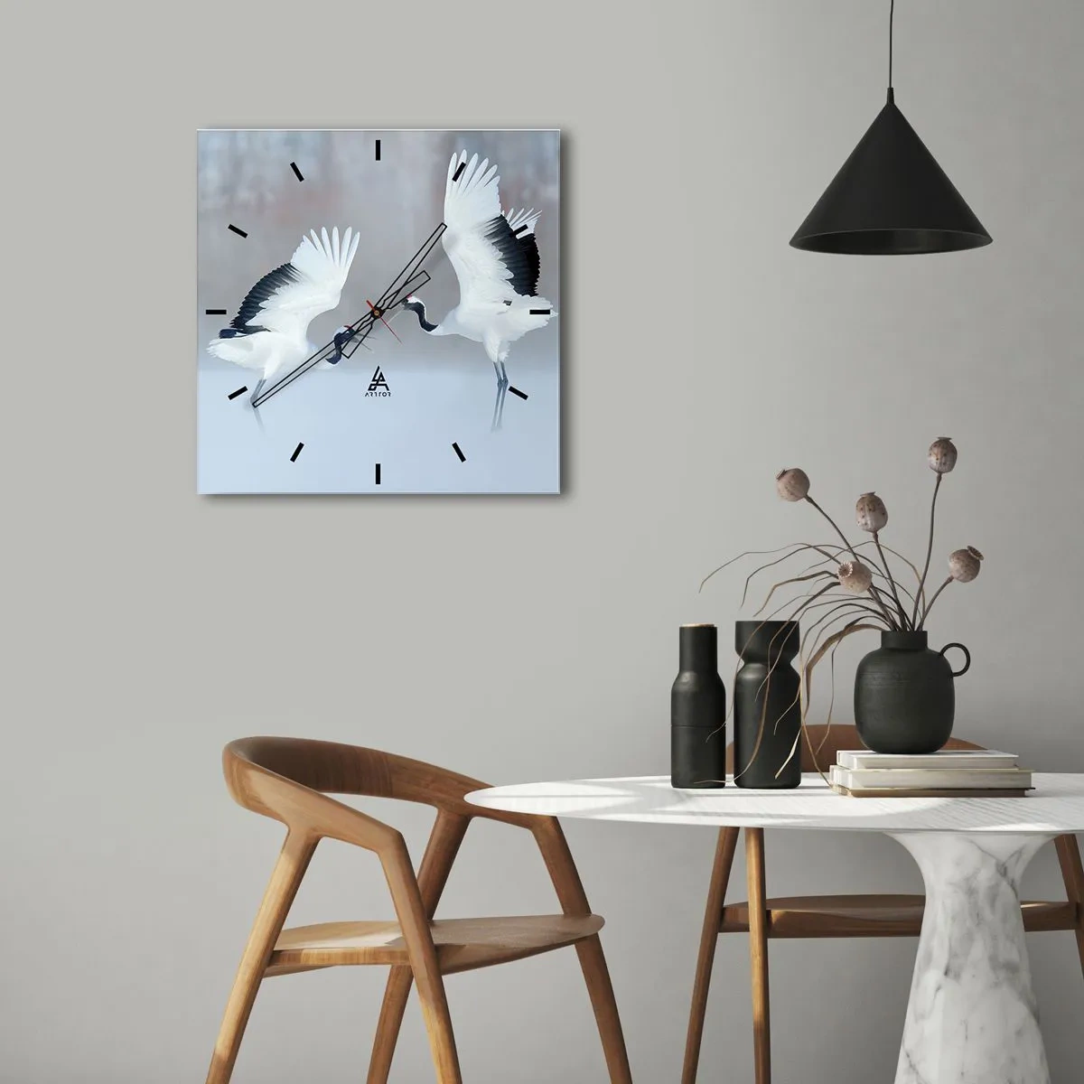 Ceas de perete - Ceas pe sticlă - Dansând în ceață - 30x30 cm