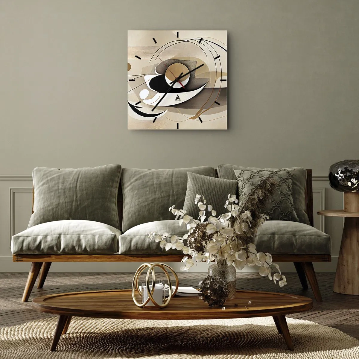 Ceas de perete - Ceas pe sticlă - Compoziție - nucleu - 30x30 cm