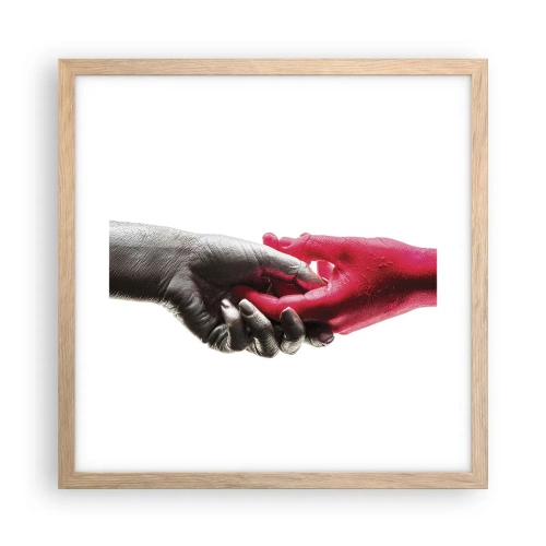 Poster în ramă de stejar deschis - Împreună, deși diferiți - 40x40 cm