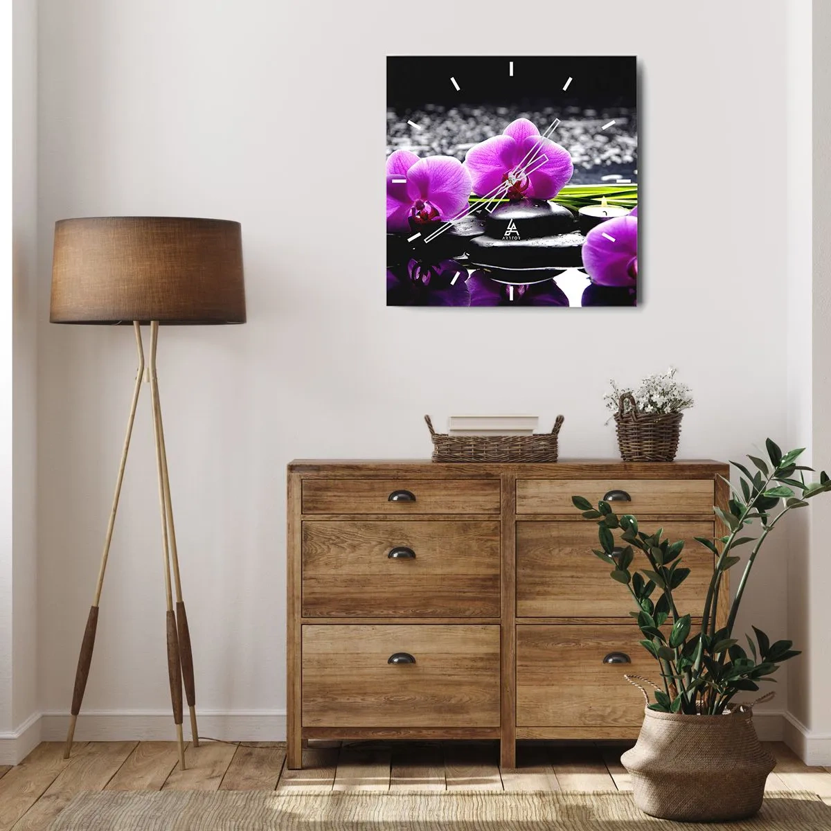 Ceas de perete - Ceas pe sticlă - Să te scufunzi în pace și liniște - 40x40 cm