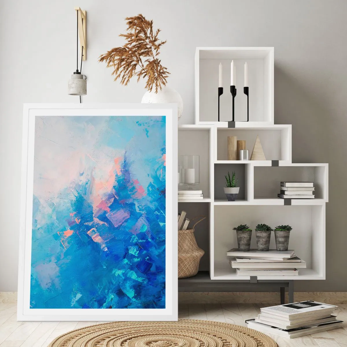 Poster în ramă albă - Abstracție de iarnă - 40x50 cm