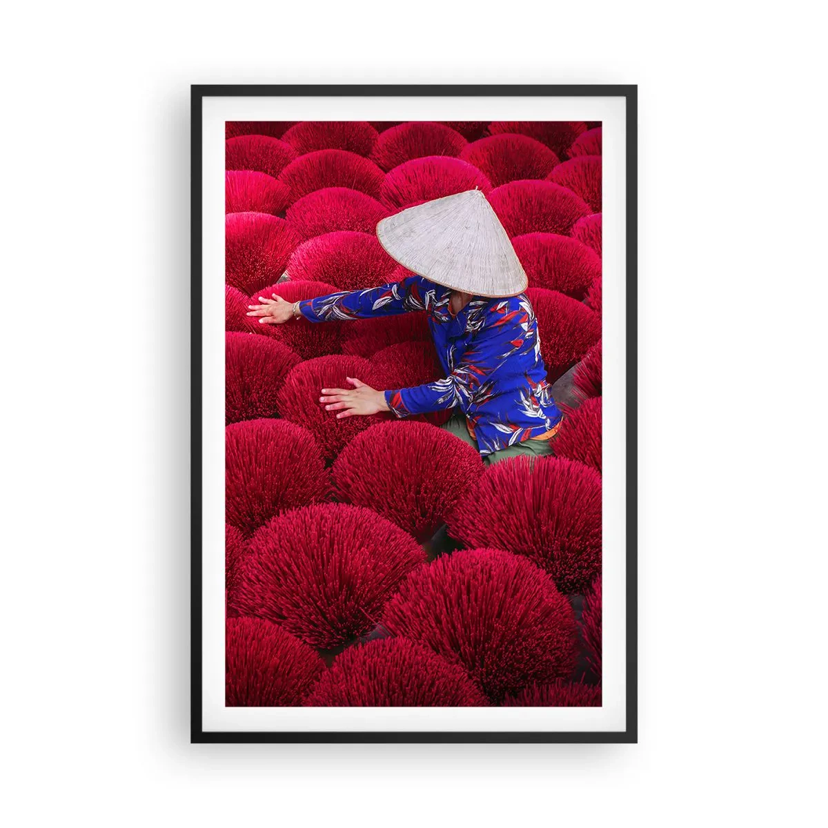Poster în ramă neagră - Într-un câmp de orez - 61x91 cm