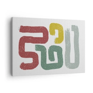 Tablou pe pânză Canvas - Modele geometrice colorate într-un stil abstract - 70x50cm - Într-o limbă necunoscută - Decorațiune modernă pentru perete pentru living și dormitor ARTTOR