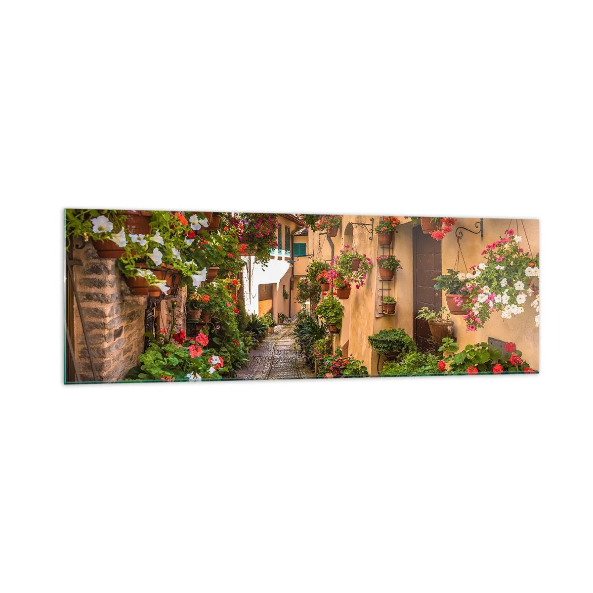 Tablou pe sticlă - Străduță italiană - 160x50 cm