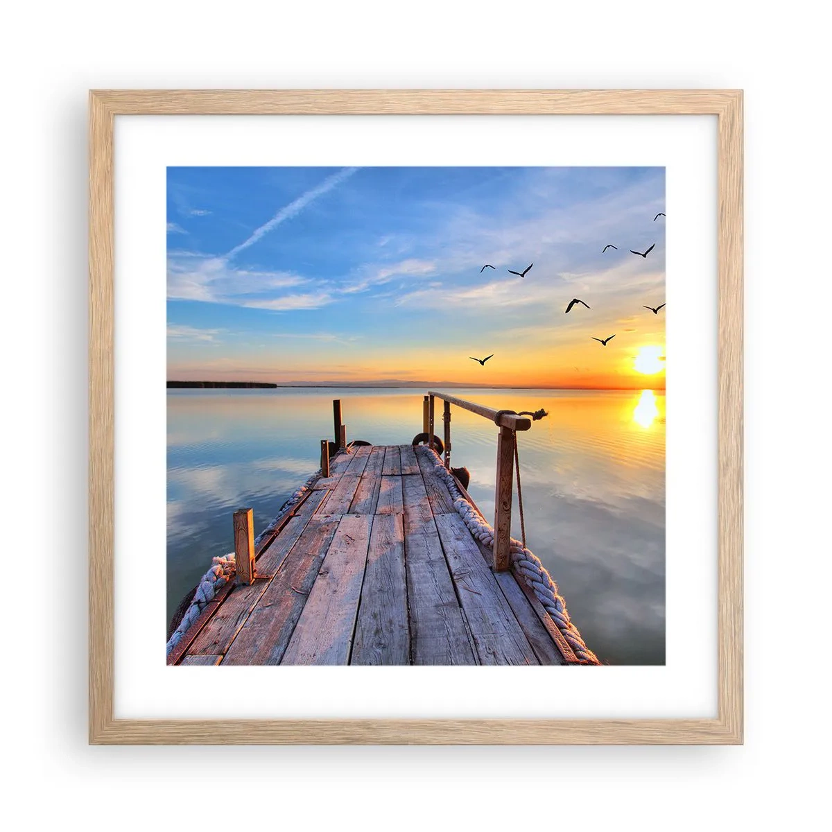 Poster în ramă de stejar deschis - Mergând înainte spre soare - 40x40 cm