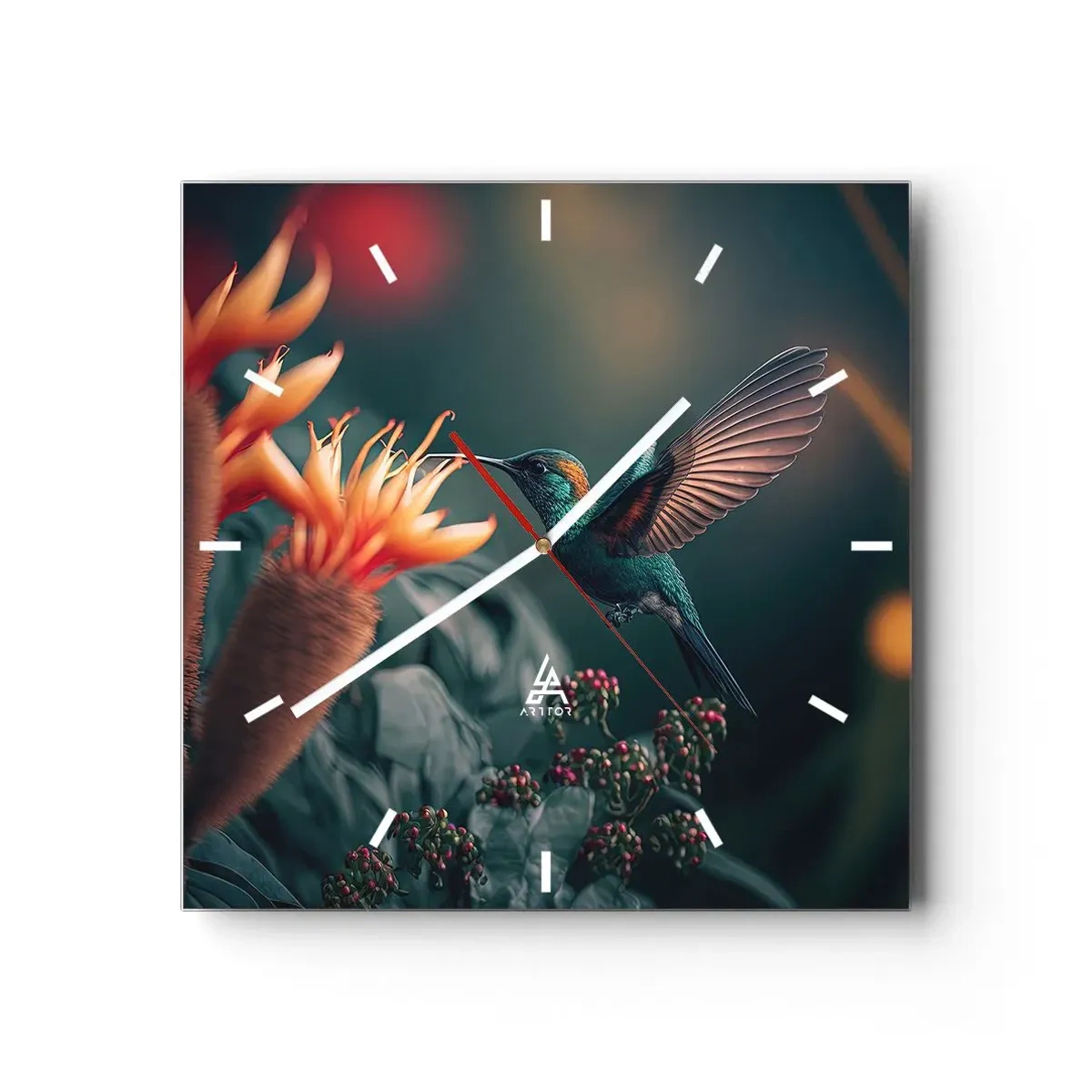 Ceas de perete - Ceas pe sticlă - Viață cu adevărat colorată - 40x40 cm