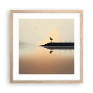 Poster în ramă de stejar deschis - Domn pe lac - 40x40 cm