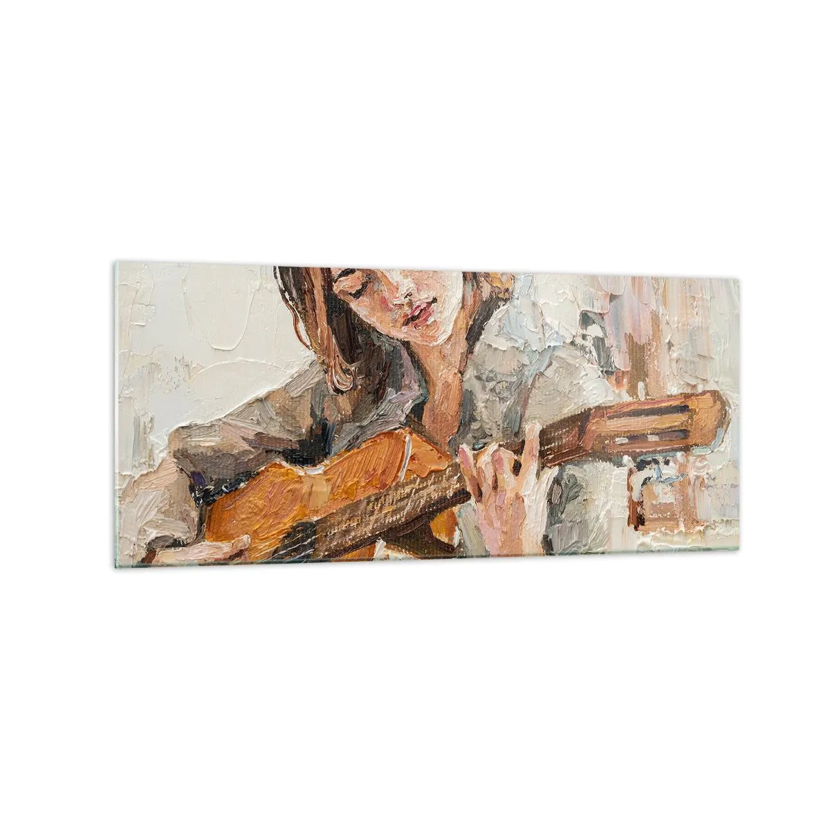 Tablou pe sticlă - Concert pentru chitară și inima unei fete - 120x50 cm