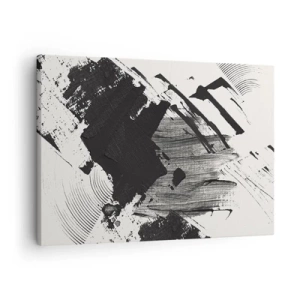 Tablou pe pânză Canvas - Linii abstracte negre pe fundal alb - 70x50cm - Abstracție - expresie de negru - Decorațiune modernă pentru perete pentru living și dormitor ARTTOR