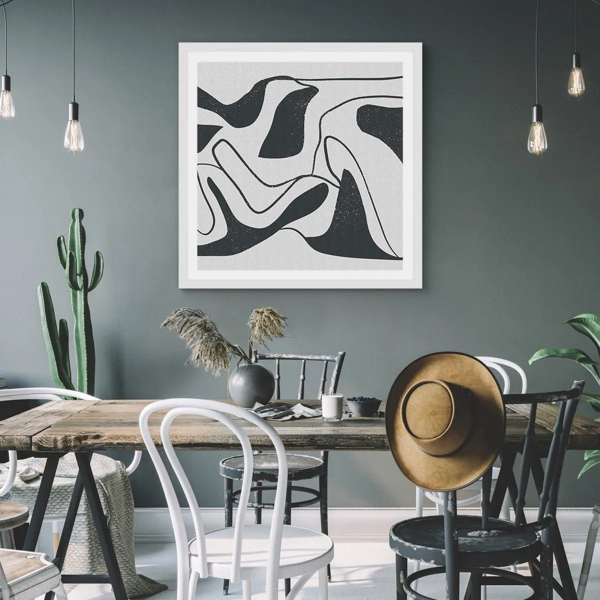 Poster în ramă albă - Distracție abstractă în labirint - 30x30 cm