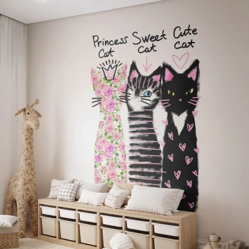Tapet Standard Eco - Trei pisici - Pentru copii, Pisică, Animale - 350x256 cm