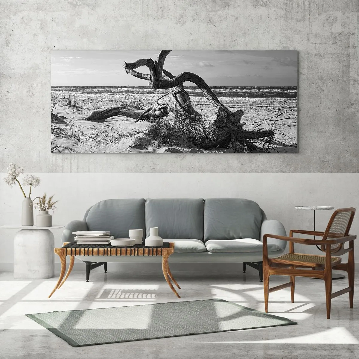 Tablou pe sticlă - Sculptură marină - 100x40 cm