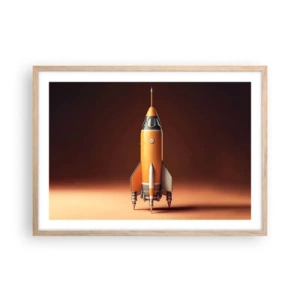 Poster în ramă de stejar deschis - Totul începe cu un vis - 70x50 cm