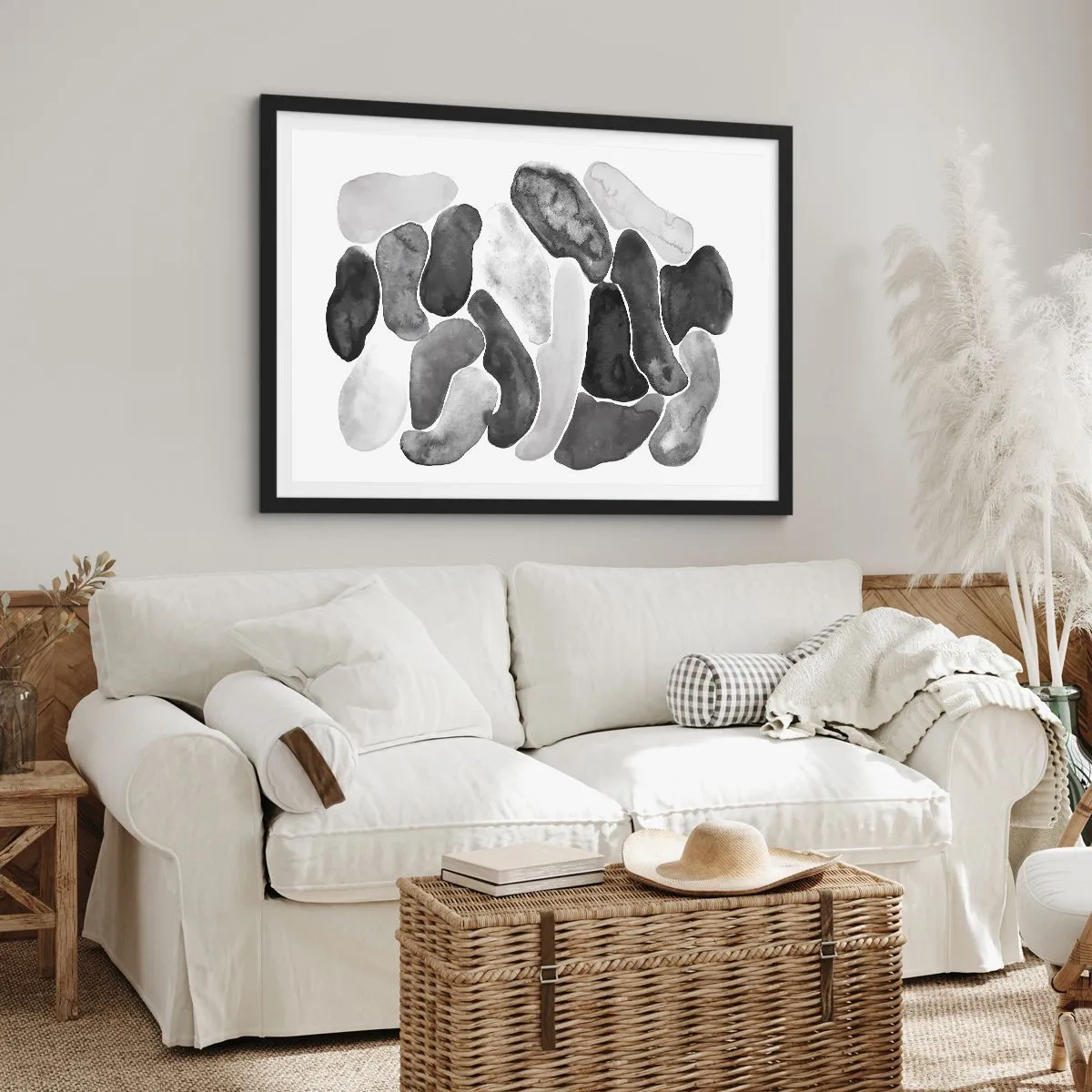 Poster în ramă neagră - Abstracție pietroasă - 70x50 cm