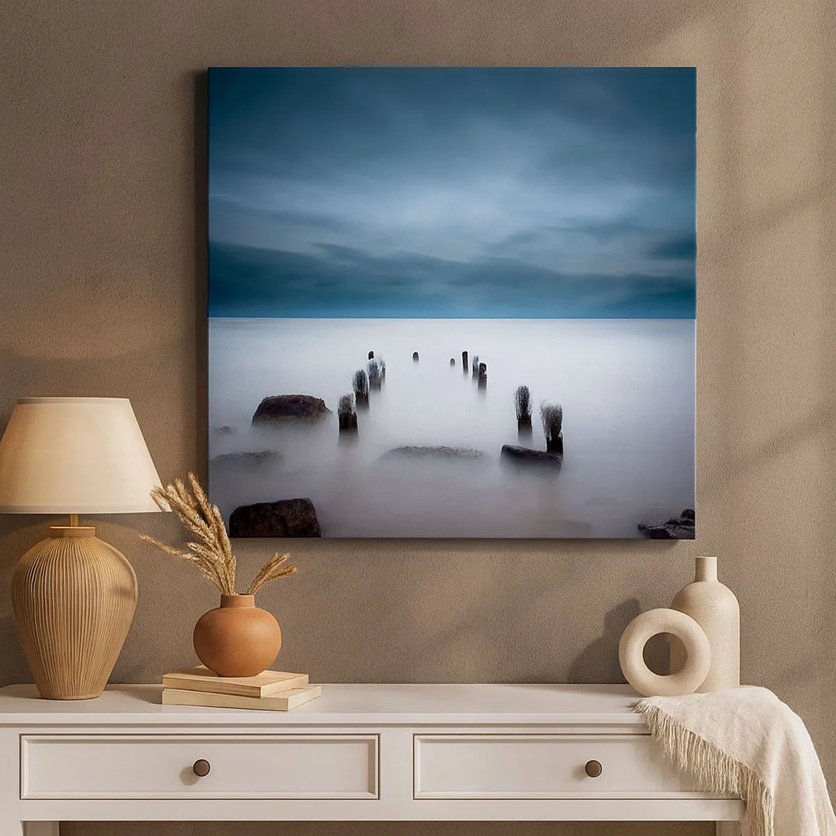 Tablou pe pânză - Un lac în ceața calmă - 30x30 cm
