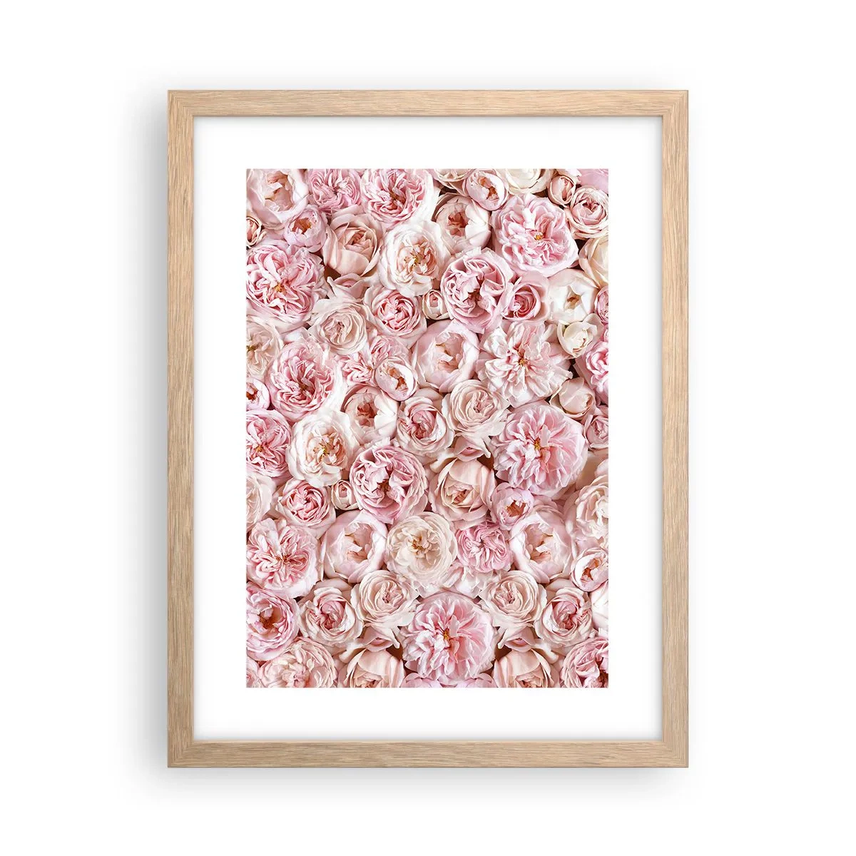 Poster în ramă de stejar deschis - Presărat cu trandafiri - 30x40 cm