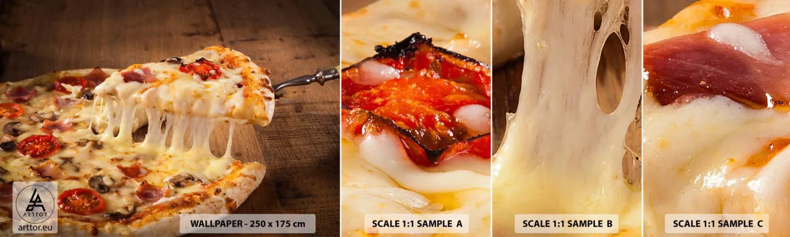 Mostră de Tapet Standard Eco - O capodoperă a artei italiene - Gastronomie, Pizza, Italia - 100x30 cm