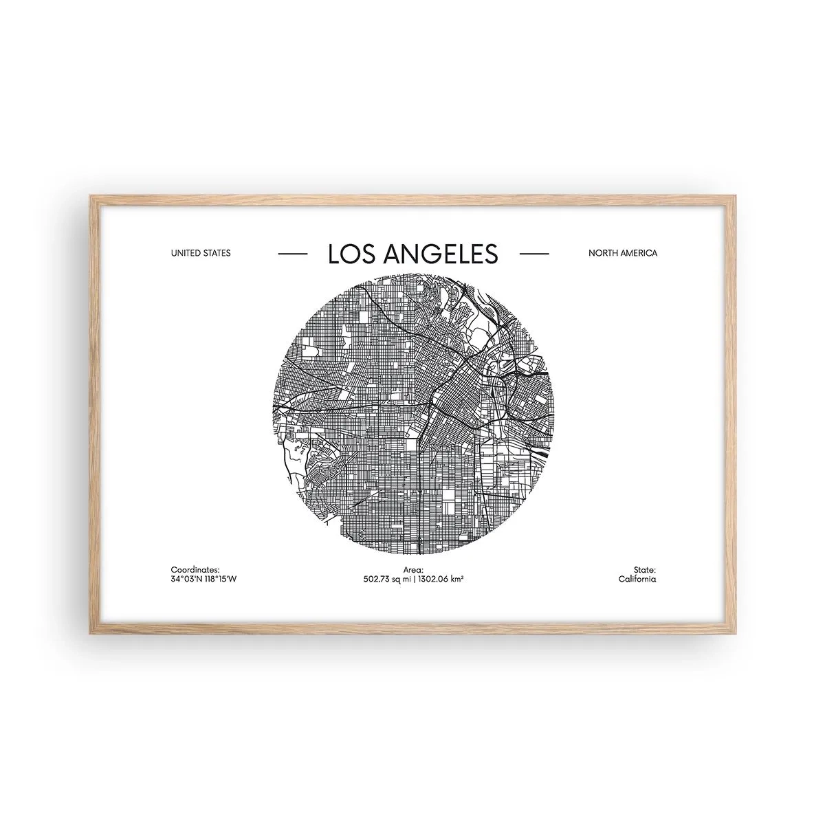 Poster în ramă de stejar deschis - Anatomia Los Angeles - 91x61 cm