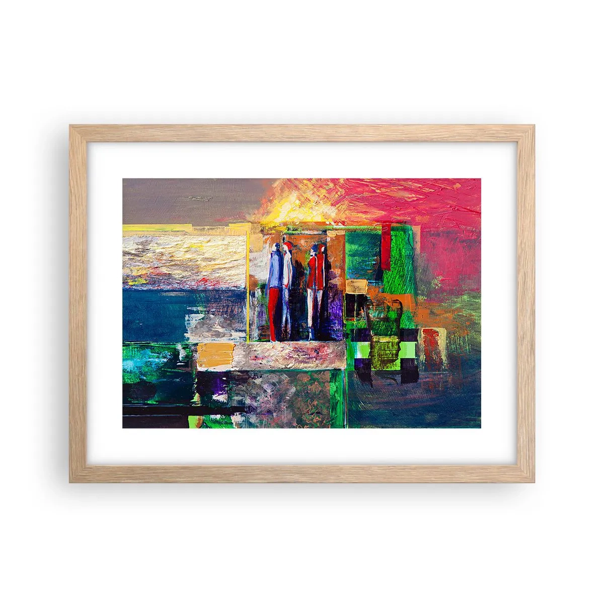 Poster în ramă de stejar deschis - Relații și emoții - 40x30 cm