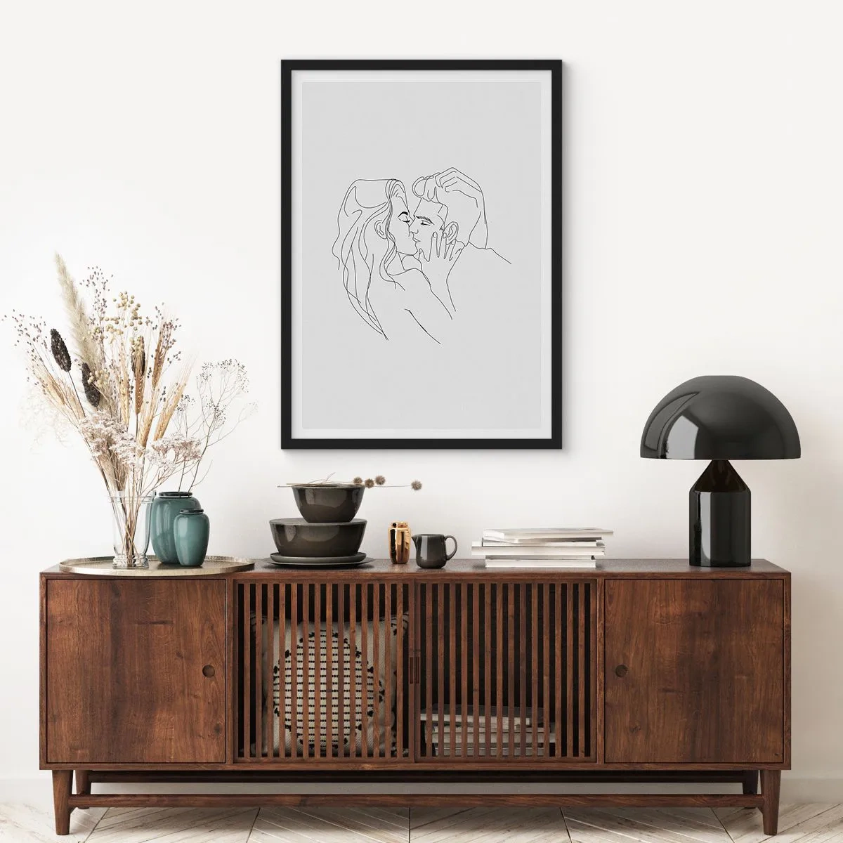 Poster în ramă neagră - Cu aceeași linie - 61x91 cm
