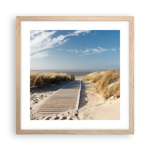 Poster în ramă de stejar deschis - În spatele dunei, în zumzetul ierbii - 40x40 cm