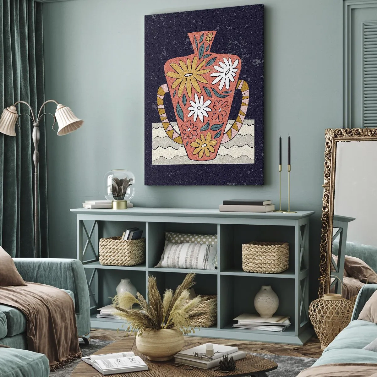 Tablou pe pânză - Ulcior pictat - 45x80 cm