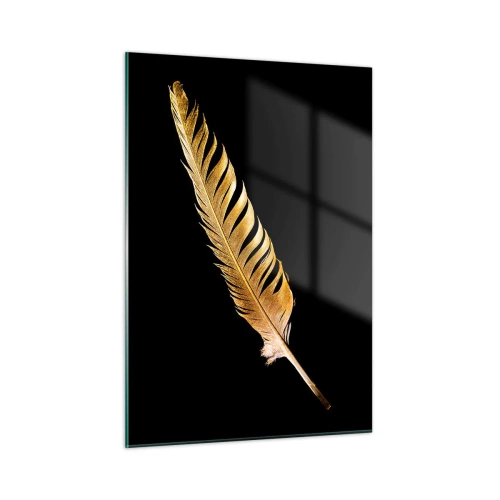 Tablou pe sticlă - Pană aurie perfectă - 50x70 cm