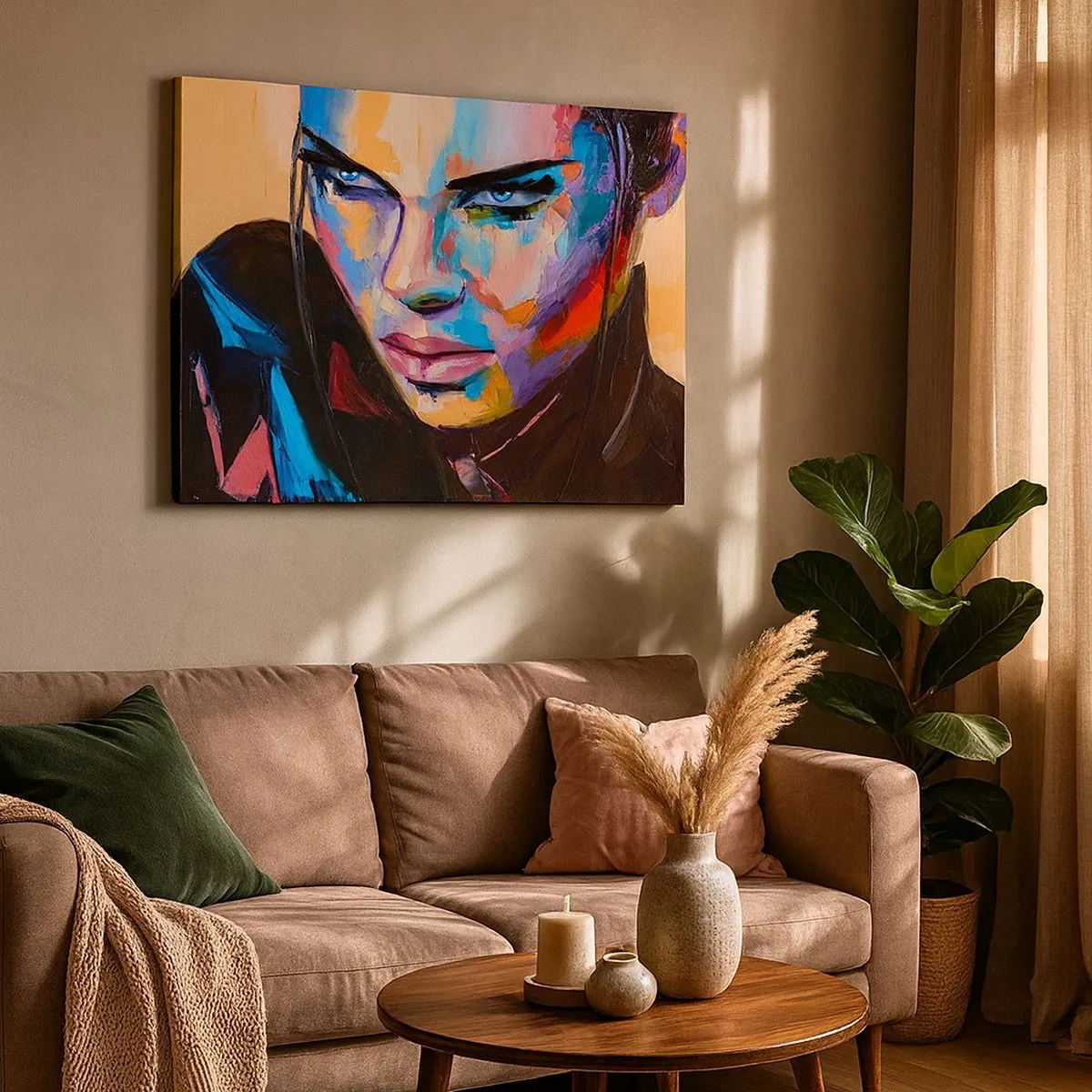 Tablou pe pânză Canvas - Portretul unei femei în culori abstracte vii - 70x50cm - Sălbăticia inimii - Decorațiune modernă pentru perete pentru living și dormitor ARTTOR