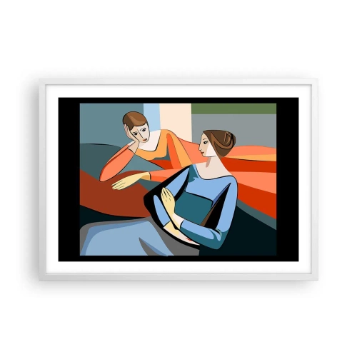 Poster în ramă albă - Un moment de confidențe - 70x50 cm