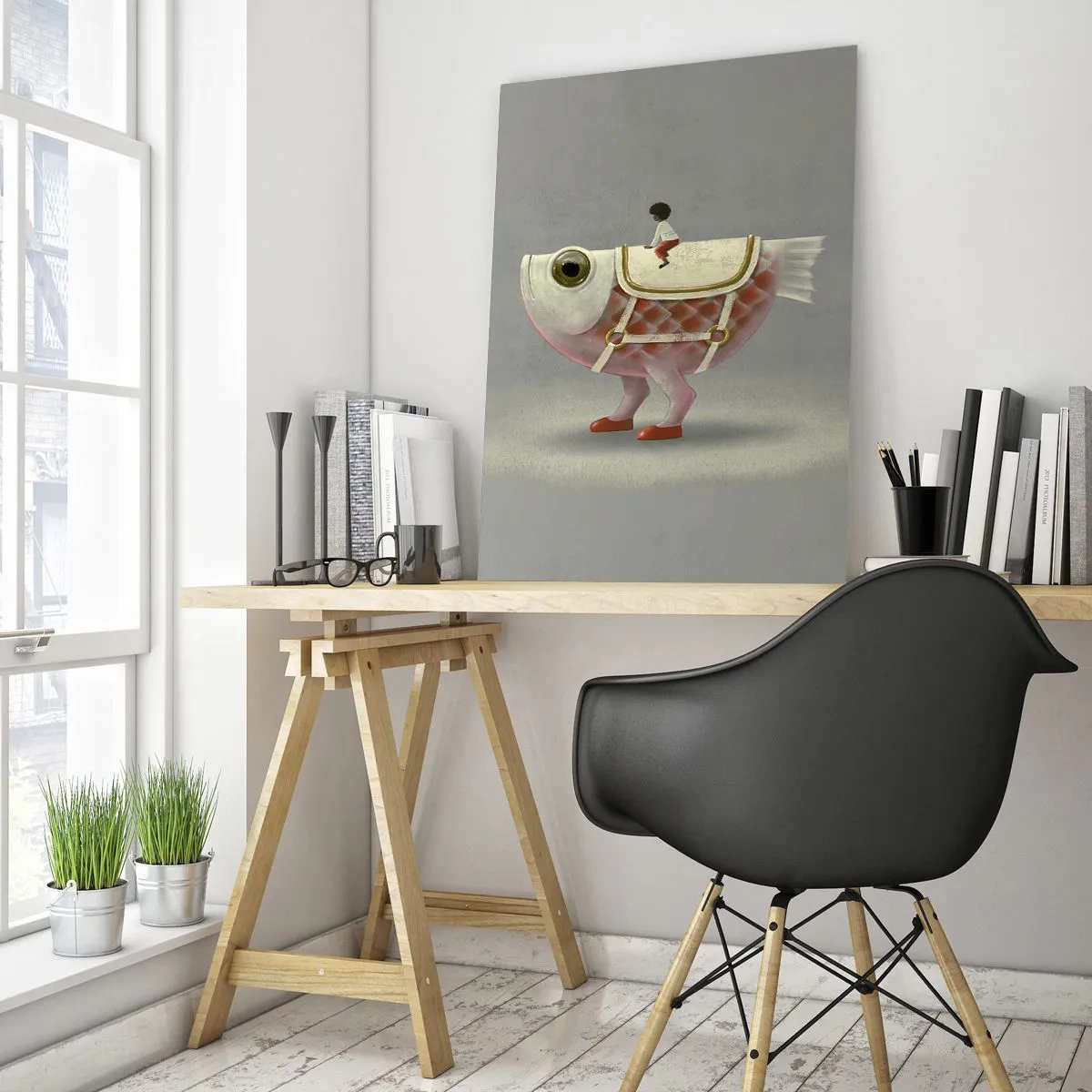 Tablou pe sticlă - Călărețul Pescărel - 50x70 cm