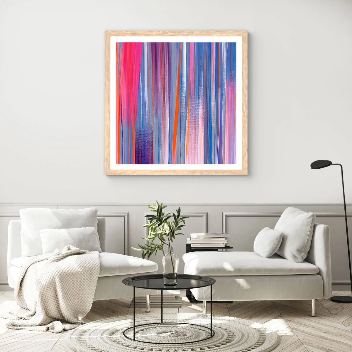 Poster în ramă de stejar deschis - Să intrăm în curcubeu - 40x40 cm