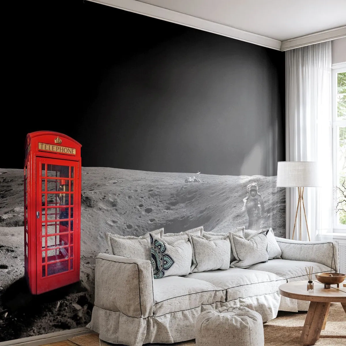 Tapet Standard Eco - Glumă cosmică - Abstracția, Luna, Astronaut - 350x256 cm