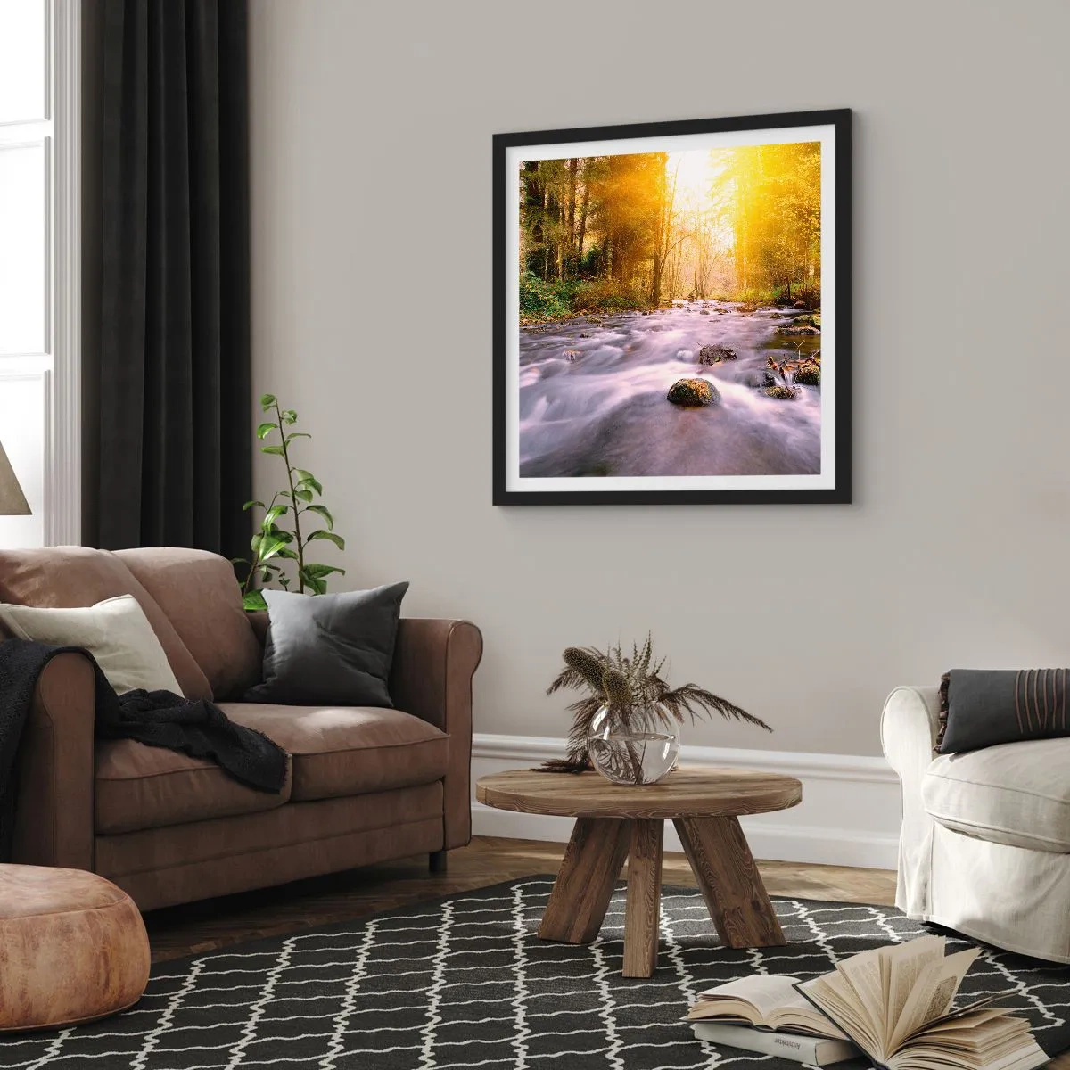 Poster în ramă neagră - Malachit în rame de argint și aur - 50x50 cm