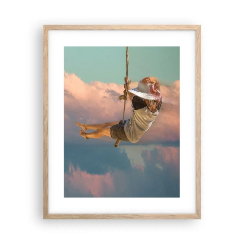 Poster în ramă de stejar deschis - Distracție în nori - 40x50 cm